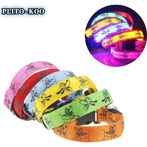Pet Double LED Collar Animal Printing Light-Up Neckband Night Safety Belt Rechargeable Pet Accessories Cat and Dog Supplies