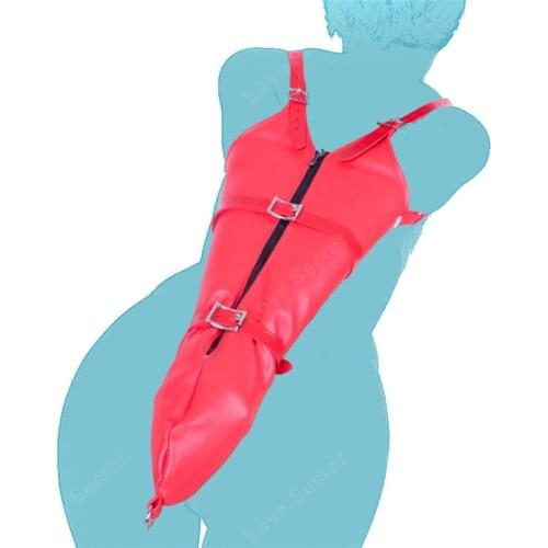 Red PU Leather Arm Binder Slave Fetish Armbinder Glove S&M BDSM Sexy Bondage Restraints Sex Toys for Women Female Sex Products