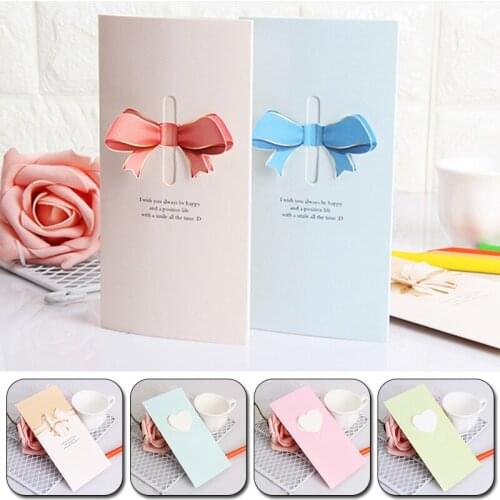 3Pcs Blessing Wedding Invitations Birthday Bow Greeting Cards Gift Cards Party Decor Creative Thanksgiving