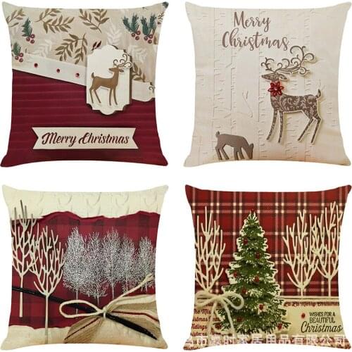 Christmas Cushion Cover Pillow Decoration Sofa Cushion Cover Polyester Pillowcover Thanksgiving Cuscini Decorative Pillow Covers