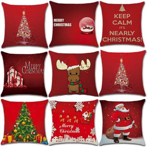 Tronzo Merry Christmas Decoration For Home throw pillow covers christmas 45X45cm Linen Red Pillowcase Sofa Xmas Gift Navida 2021