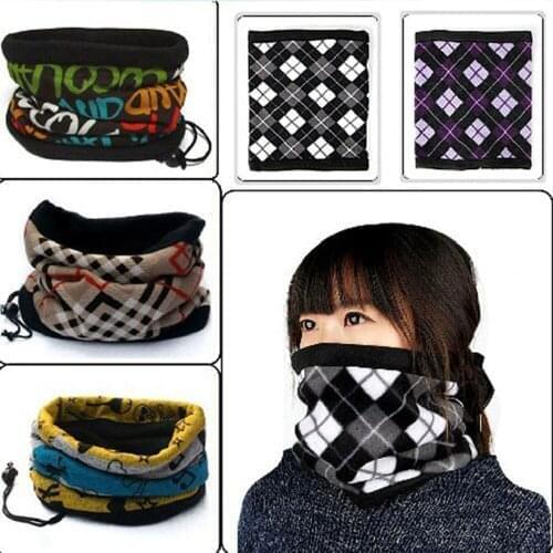 Men Women Winter Keep Warm Fleece Bandana Scarf Dual-use Magic Tube HeadScarf Cycling Outdoor Sport Headwear Christmas Gift