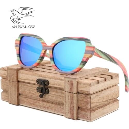 2020 New Fashion Colorful Bamboo Wooden Glasses Unisex Sunglasses Color Frame Sunglasses