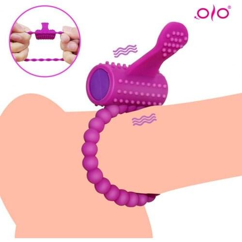 OLO Silicone Tongue-shaped Vibrating Delay Ring Ejaculation Penis Rings Adult Toys Erotic Toy Sex Toys for Men Dropshipping