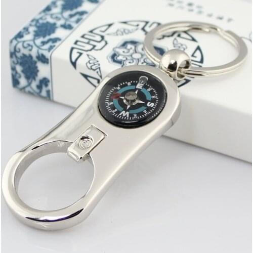 High quality bottle opener keychain key ring compass key chain llaveros hombre innovative chaveiro portachiavi