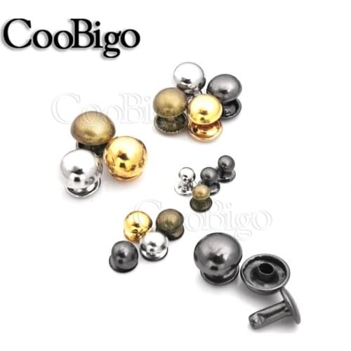100sets 4mm~10mm Mushroom Double Rivet Round Stud Spike For Punk Rock Leather Craft Clothes DIY Sewing Accessory