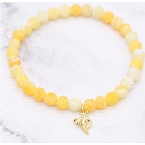 Crystal Yellow Banana Charm Bracelets for Women 6mm Natural Stone Beads Bracelets & Bangles Fashion Jewelry Pulseras MBR180273