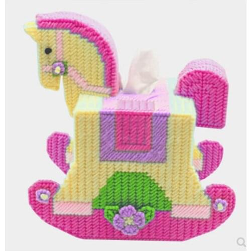 1 set, new handmade 5D three-dimensional embroidered yarn DIY homemade material package cross stitch tissue box small Trojan