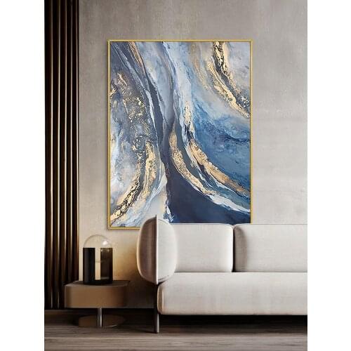 100% Hand Painted Abstract Gold Art Wall Poster Big Picture Oil Paintings On Canvas Loft Aesthetics Home Decor For Living Room