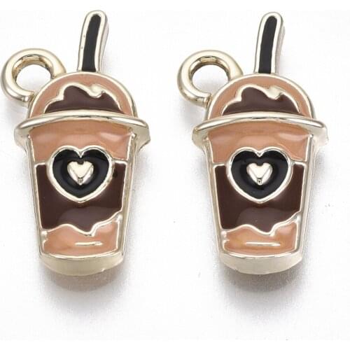 100pcs Zinc Alloy Enamel Milkshake Pendants for Earring Bracelet Necklace Jwelry DIY Making Decor Accessories 20x10.5x2mm