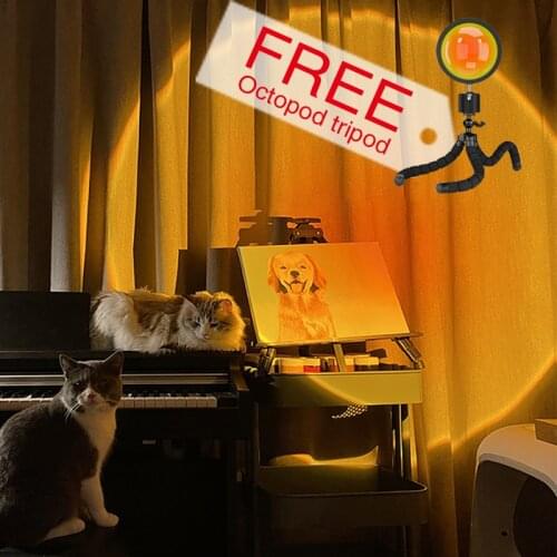 2021 USB Sunset Projector Button Rainbow Atmosphere Led Night Light Home Coffe Shop Background Wall Decoration Colorful Lamp