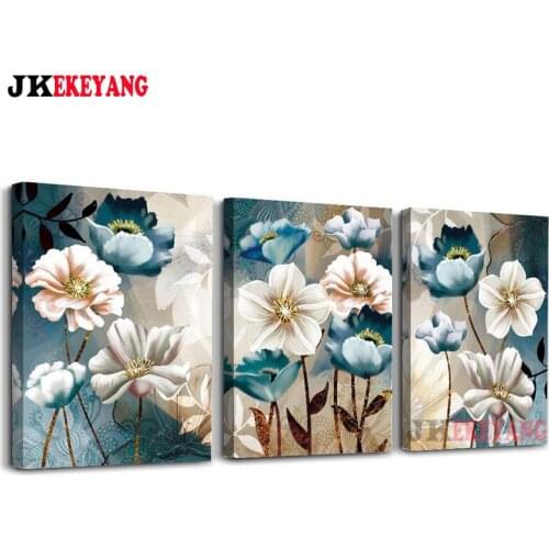 3pcs Full Square Round Diamond Embroidery DIY Diamond Painting Abstract flower Cross Stitch kit mosaic Y4406