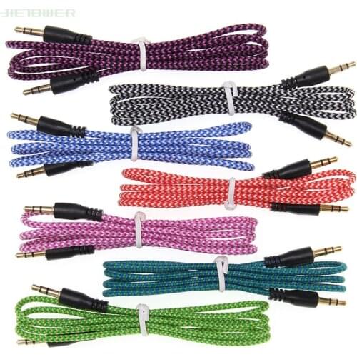 300pcs 3.5mm Plug Multicolor Nylon Aux Audio Jack Cable Line Cord For Car MP3 PC For Xiaomi Andriod For Iphone Hdmi Aux Cable