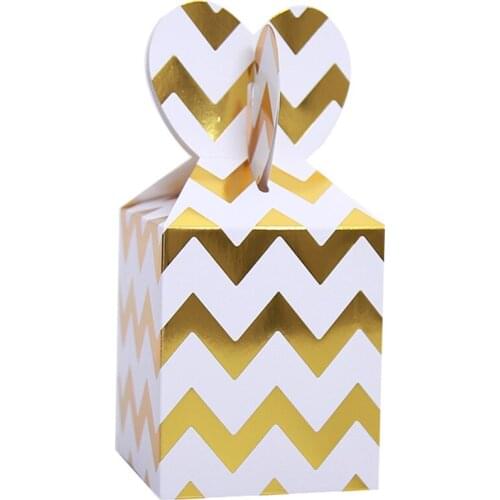 6Pcs/Pack Gold Chevrons Candy Boxes Supplies Baby Shower Disposable Tableware Birthday Party Wedding Decorations Candy Boxes