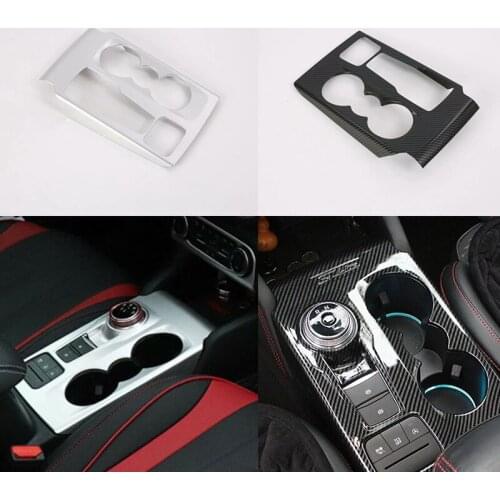 1 Pcs Car Carbon Striation/Silver ABS Center Control Panel Gear Shift Box Frame Cover Protection Trim For Ford Focus 2019 2020