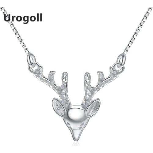 Pure 925 Silver Necklaces Trendy Elk Deer Necklace Solid 925 Sterling Silver Pendant Necklaces Jewelry Gifts