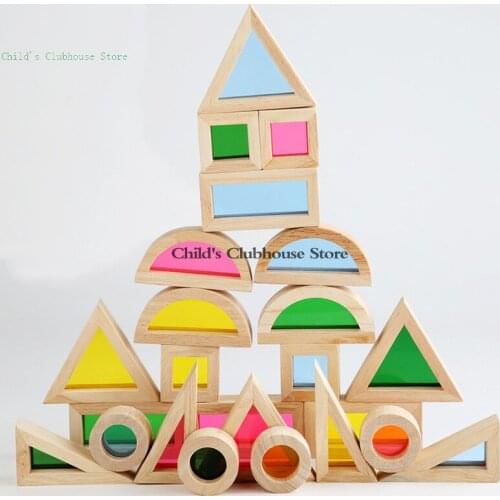 Colorfulkaleidoscope Assembled Building Blocks Kindergarten Childrens Educational Early Education Color Recognition Wooden Toys