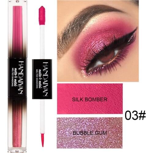 Two-Tone Matte & Metallic Eyeshadow Waterproof Pearlescent Lip Gloss Blush Matte Eyeliner Long-Lasting Liquid Party Eye Shadow