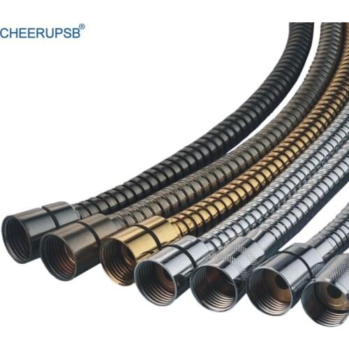 Flexible Stainless Steel Shower Hose Bathroom Water Supply Pipe G1/2 Hand Held Stretchable Bathtub Plumbing Hose Gold Bath Hoses