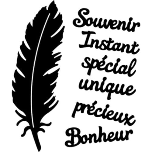 Beatiful Feather French Letters Words Metal Cutting Dies for Making Card Scrapbooking Stencils Embossing DIY Craft New 2019