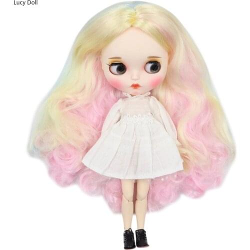 ICY Factory Blythee Doll 1/6 Bjd White Skin Joint Body Colorful Hair New Matte Face, Carved Lips With Eyebrow Customized Face