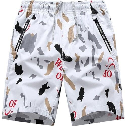 Summer new casual shorts five-point pants mens sports breathable loose beach pants pure cotton