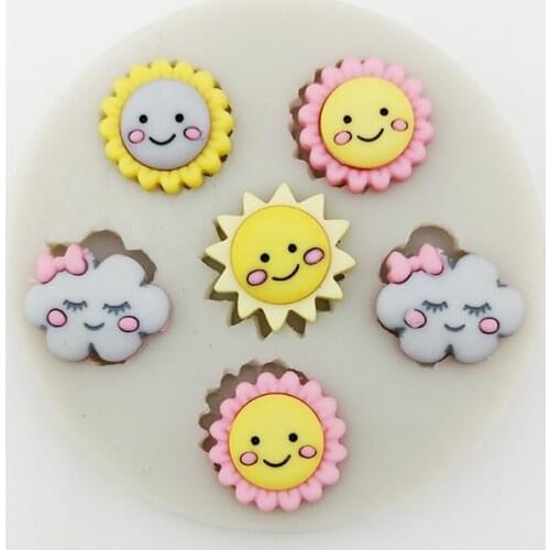 Minsunbak Mini Small Sun Shape Silicone Mold Cute Flower Cloud Fondant Decoration Chocolate Candy Craft Baking Tools
