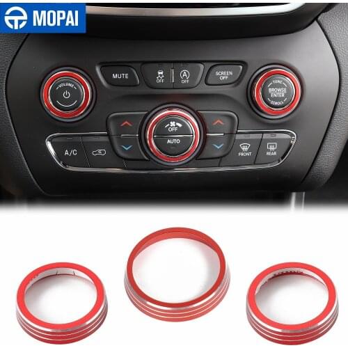 MOPAI Car Audio Air Conditioner Switch Knob Decoration Trim Cover Ring for Jeep Grand Cherokee 2014-2020 Interior Accessories