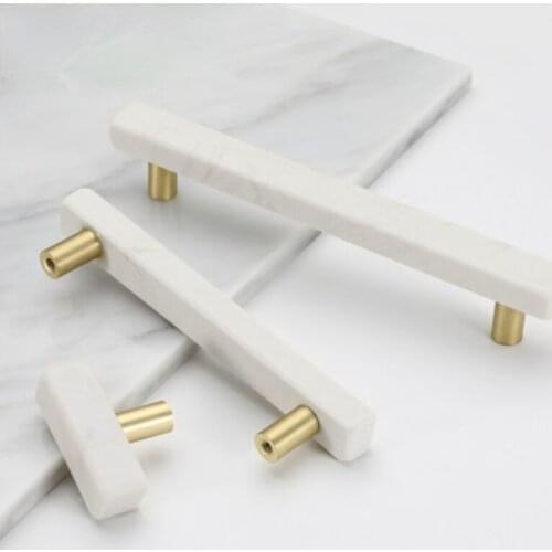 Marble Door Handles and Knobs for Furniture Zinc Alloy Cabinet Kitchen Cupboard Dresser Handles Drawer Pulls Stone Rock Beige