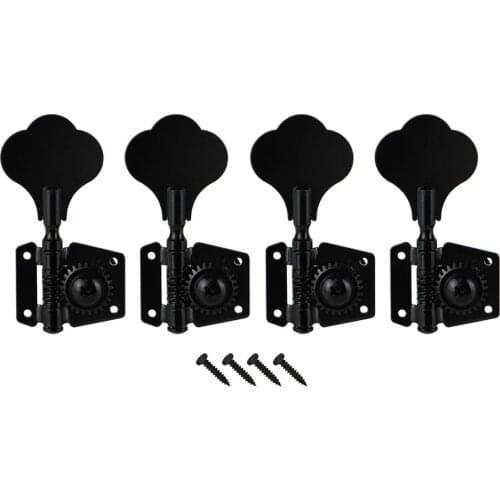 FLEOR Set of Black Open Vintage Bass Machine Heads Tuners 4R Tuning Pegs Keys for Electric Bass Right-Handed