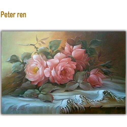 Peter ren Diy Diamond painting flowers Round\Square Mosaic Pictures from crystals Full Embroidery with diamonds "Water red rose"