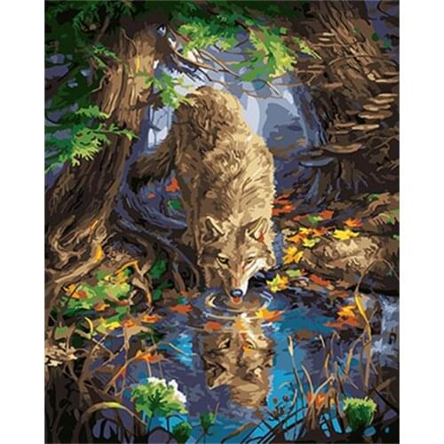 PAINTBOY Wolf Framed DIY Painting By Numbers Painting&Calligraphy Acrylic Painting Wall Art Home Decor For Living Room