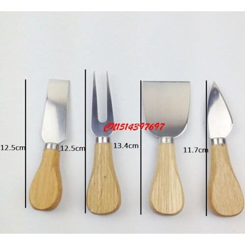 4pcs/set Knives Bard Set Oak Handle Stainless Steel Slicer Cheese Knife Kit Baking Tools Kitchen Cooking Accessories FF18070306