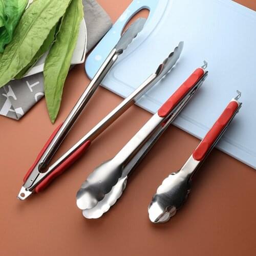 Stainless Steel BBQ Grilling Food Tongs Salad Bread Serving Tongs Kitchen Barbecue Grilling Cooking Tong Baking Utensils