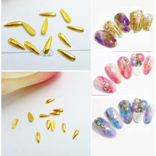 New 100pcs/lot 3d Alloy nail Jewelry Stickers Nails Tips metal drop design Decorations Manicure Tools professional nail supplies
