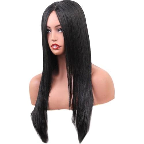 Women Lady Human Hair Wig 16 inch, Black Straight Full Wigs, Heat Resistant for Daily Party Cosplay Costume