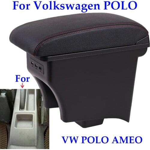 For Volkswagen POLO/VW POLO AMEO armrest box retrofit parts car storage accessories interior car-styling decoration box USB LED