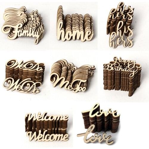 15pcs/Pack DIY Crafts English Letter Basswood Carving Home Decoration Photo Props Hanging Ornaments Party Supplies