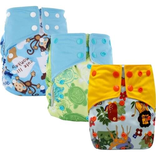 Pororo all in two baby cloth diaper with double leg gusset, size adjustable AI2 Diaper 3pcs/lot