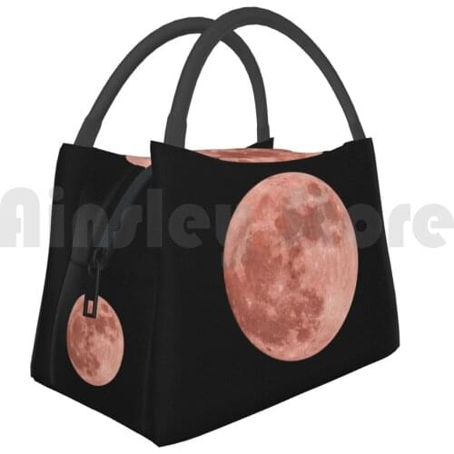 Portable Insulation Bag Orange Moon Moon Full Moon Bright Astronomy Space Planets Solar System Earth Full