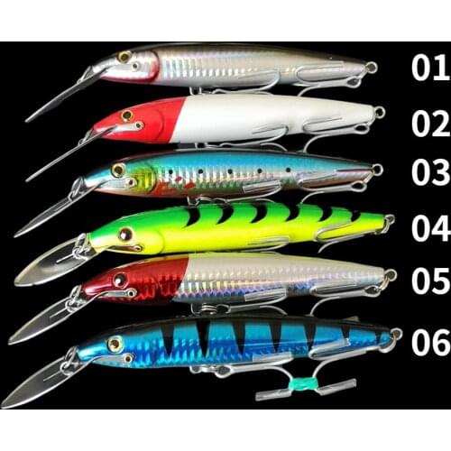 Swolfy 6pcs Big Minnow Fishing Lure 32.5g/13cm 6colors Depth 0-5m Metal Tongue Floating Bait Isca Artificial Fishing Tackle