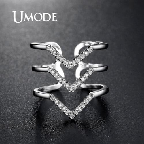 UMODE Fashion White Gold Wave Ring Engagement Adjustable Rings for Women Ring Vintage Egypt Jewelry Wholesale UR0360B