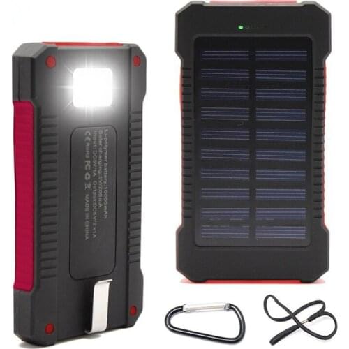 HK LiitoKala Lii-D006 Power Bank 10000mah Solar Power Bank Solar Charger Dual USB Power Bank with LED Light