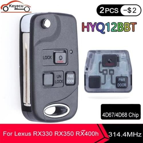 KEYECU 3 Button Replacement Remote Car Key Fob 314.4MHz 4D67 4D68 for Lexus RX330 RX350 RX400h RX450h TOY48 Blade HYQ12BBT