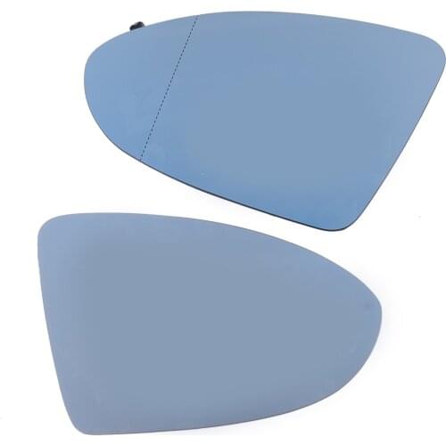 1Pair Blue Car Side Wing Rearview Heated Mirror Glass Plastic Fit For VW Golf MK7 GTi 2014 2015