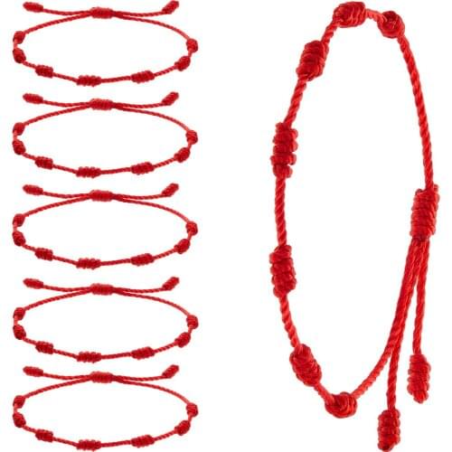 10PCS 7 Knots Red String Bracelet Protection Evil Eye Good Luck Amulet for Success and Prosperity Couples Friendship Bracelet