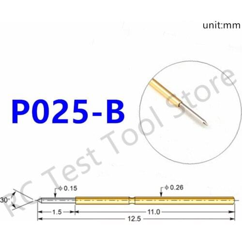 100 / Bag New Durable Test Pin Test Needle Probe P025-B Dia 0.26mm Length 12.50mm Safety Ring Holder Spring Detection