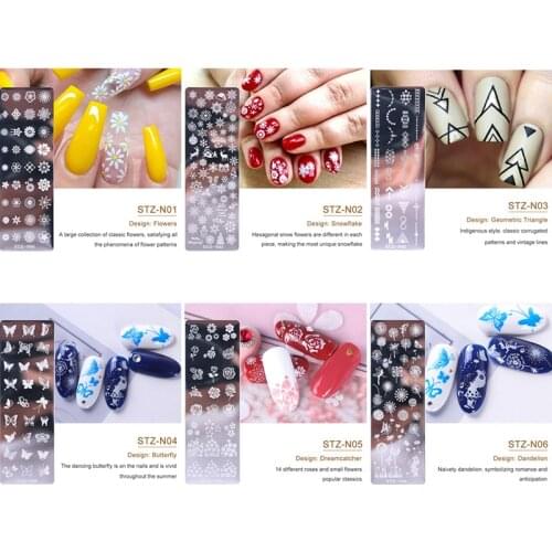 12Style Nail Art Stamp Stamping Image Plate 12x4cm Stainless Steel Nail Template Manicure Stencil Tools Nail Art Stamp Template