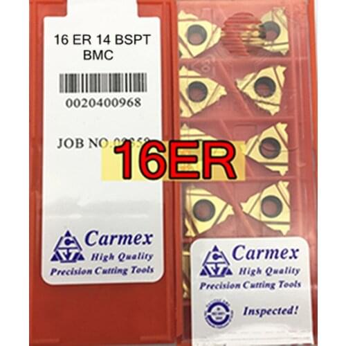 16ER 11BSPT 16ER 14BSPT 16ER 19BSPT BMC Carmex External Threaded carbide inserts Processing: alloy steel, etc Free shipping