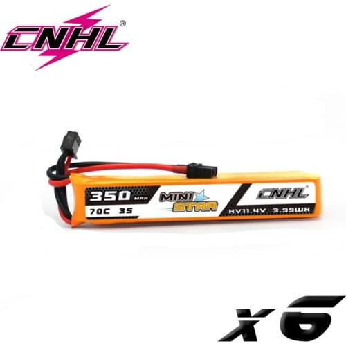 6pcs CNHL 3S Lipo Battery 11.4V 350mAh 70C MiniStar With XT30 Plug For Mini Quadcopter RC FPV Drone Drone Helicopter Airplane